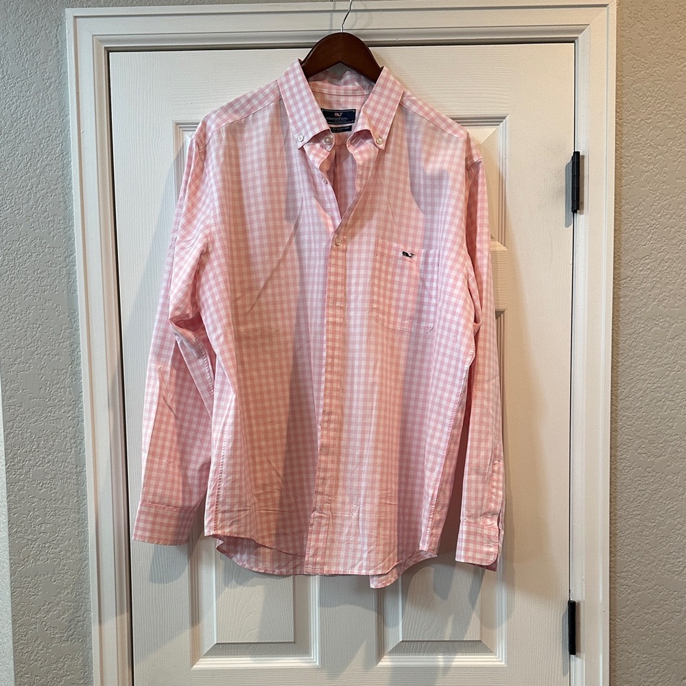 Vineyard Vines Classic Fit Tucker Pink Gingham Button Down Shirt